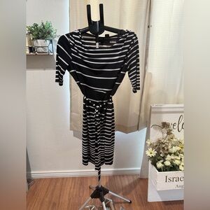 En Focus Studio Striped Midi Dress Black White Size 12